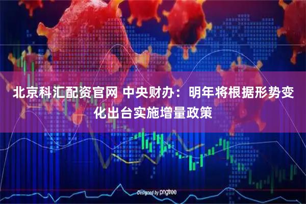 北京科汇配资官网 中央财办：明年将根据形势变化出台实施增量政策