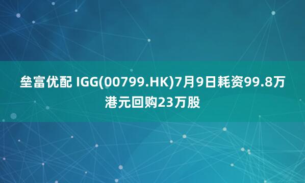 垒富优配 IGG(00799.HK)7月9日耗资99.8万港元回购23万股
