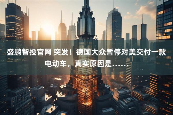 盛鹏智投官网 突发！德国大众暂停对美交付一款电动车，真实原因是……